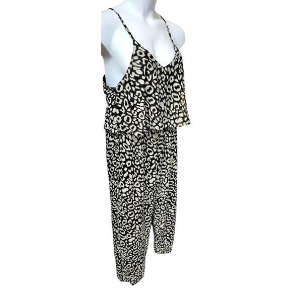 INDIAN TROPICAL FASHION Women's Sleeveless Ruffle Leopard Print Jumpsuit L/XL - Picture 5 of 14